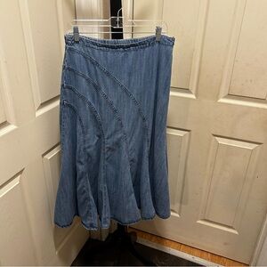 Vintage Coldwater Creek Light Blue Denim Midi Skirt